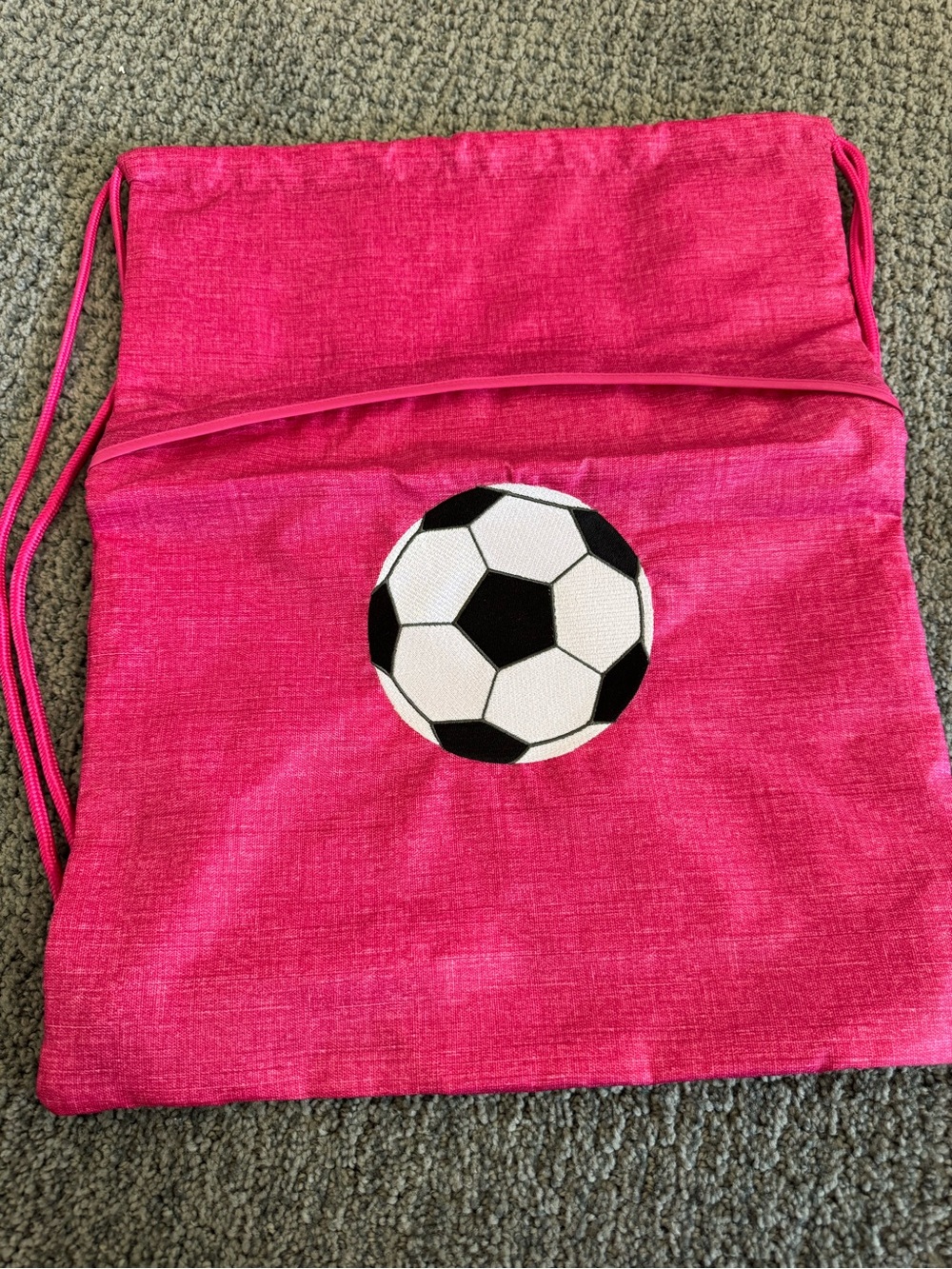 Thirty-One Gifts cinch sack with Soccer Ball embroidery